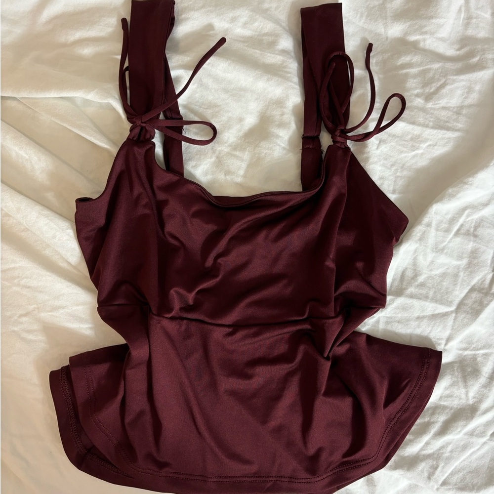 Burgundy Babydoll Tank - Picture 1 of 4